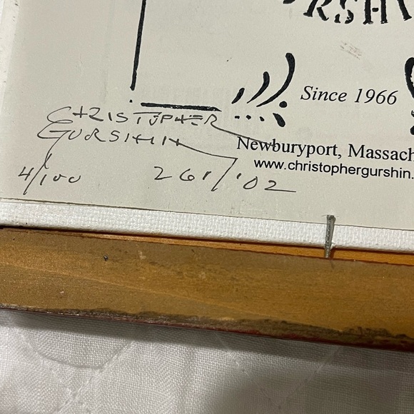 Christopher Gurshin signed folk art framed 8 1/2 by 6 1/2 inches - Picture 5 of 7